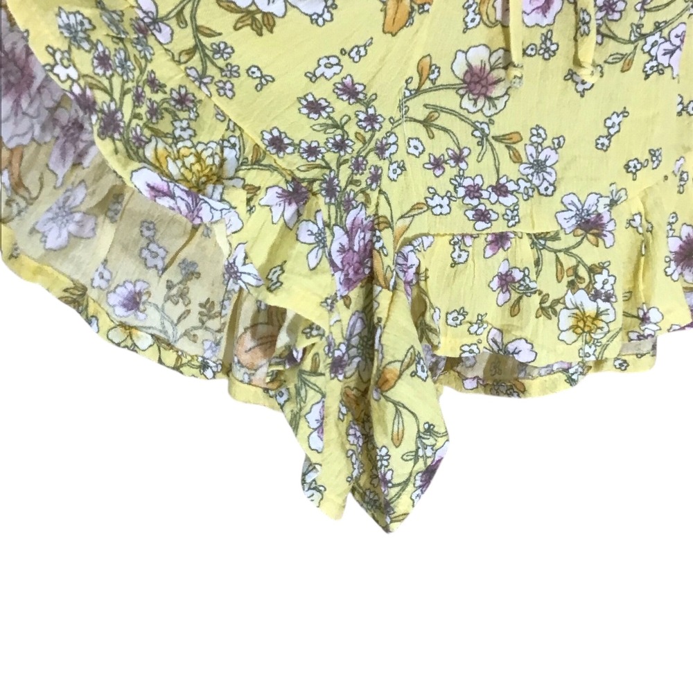 Bebop Yellow Floral Smocked Waist Ruffle Hem Shorts Women's XL - Picture 3 of 12